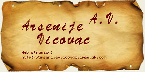Arsenije Vićovac vizit kartica